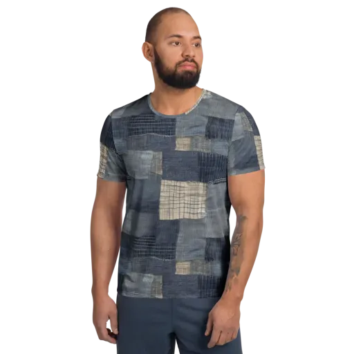 Blue Wabi-sabi on a Men's Athletic T-Shirt