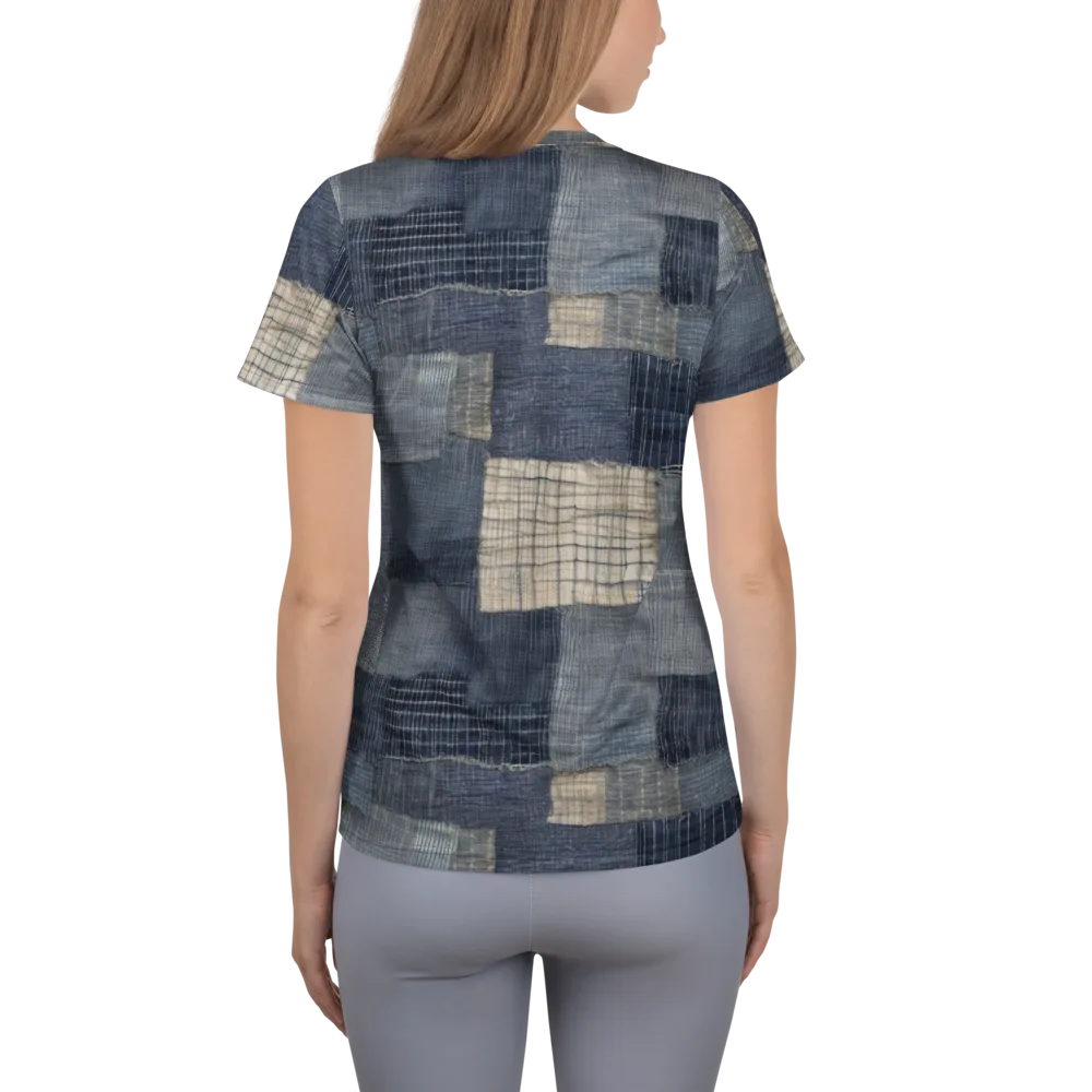 Blue Wabi-sabi on Women's Athletic T-Shirt — Back