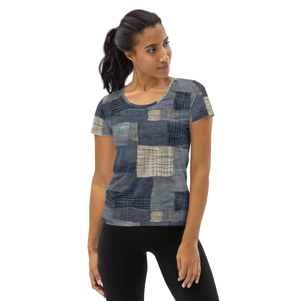 Blue Wabi-sabi on Women's Athletic T-Shirt — Front