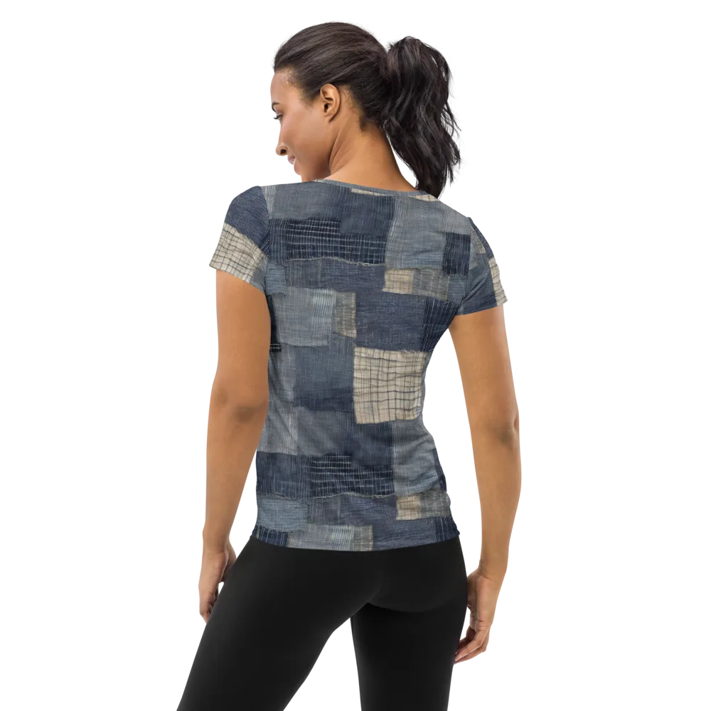 Blue Wabi-sabi on Women's Athletic T-Shirt — Back