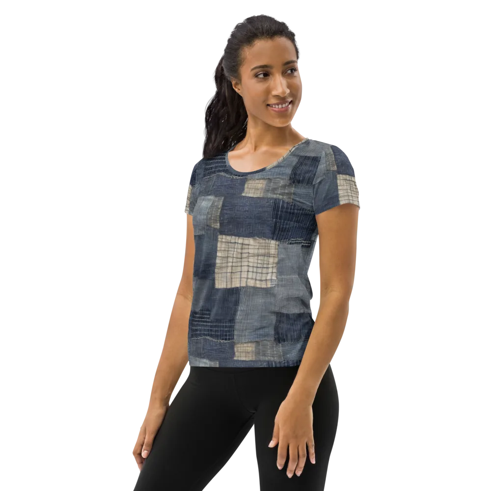 Blue Wabi-sabi on Women's Athletic T-Shirt — Left