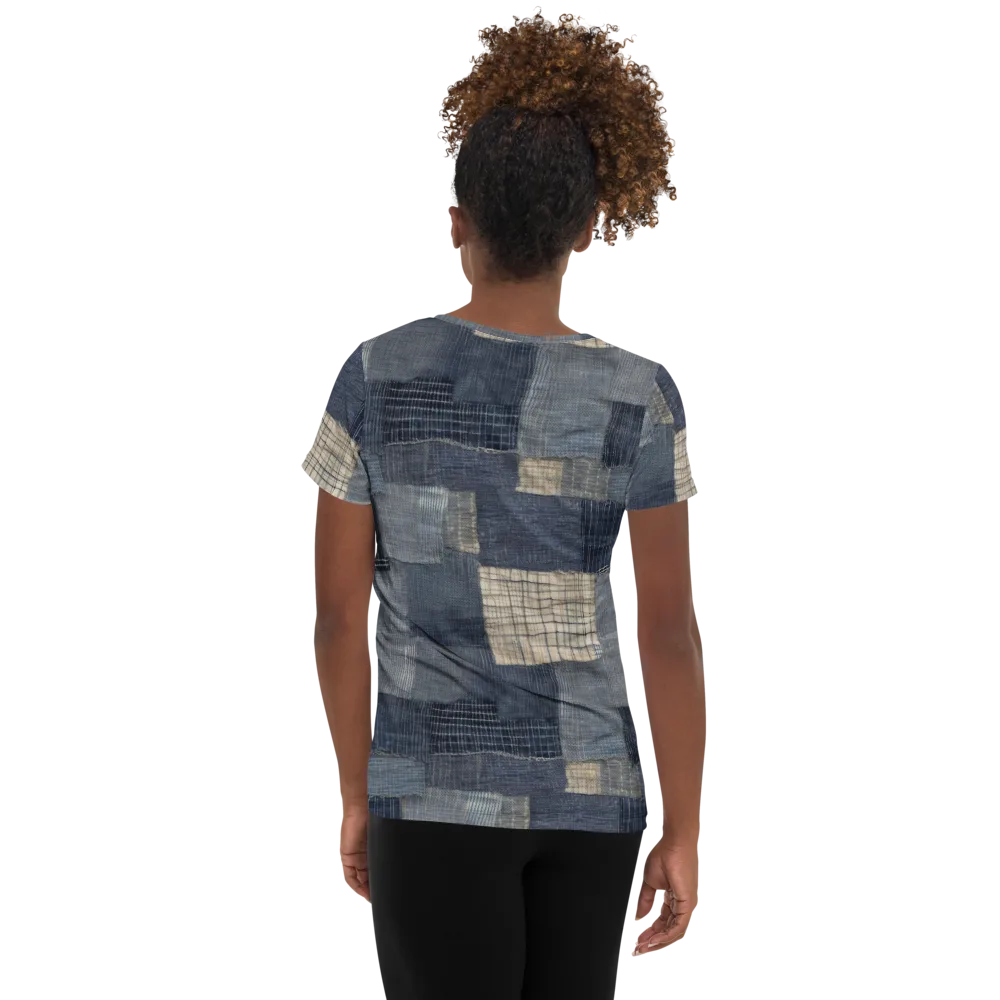Blue Wabi-sabi on Women's Athletic T-Shirt — Back