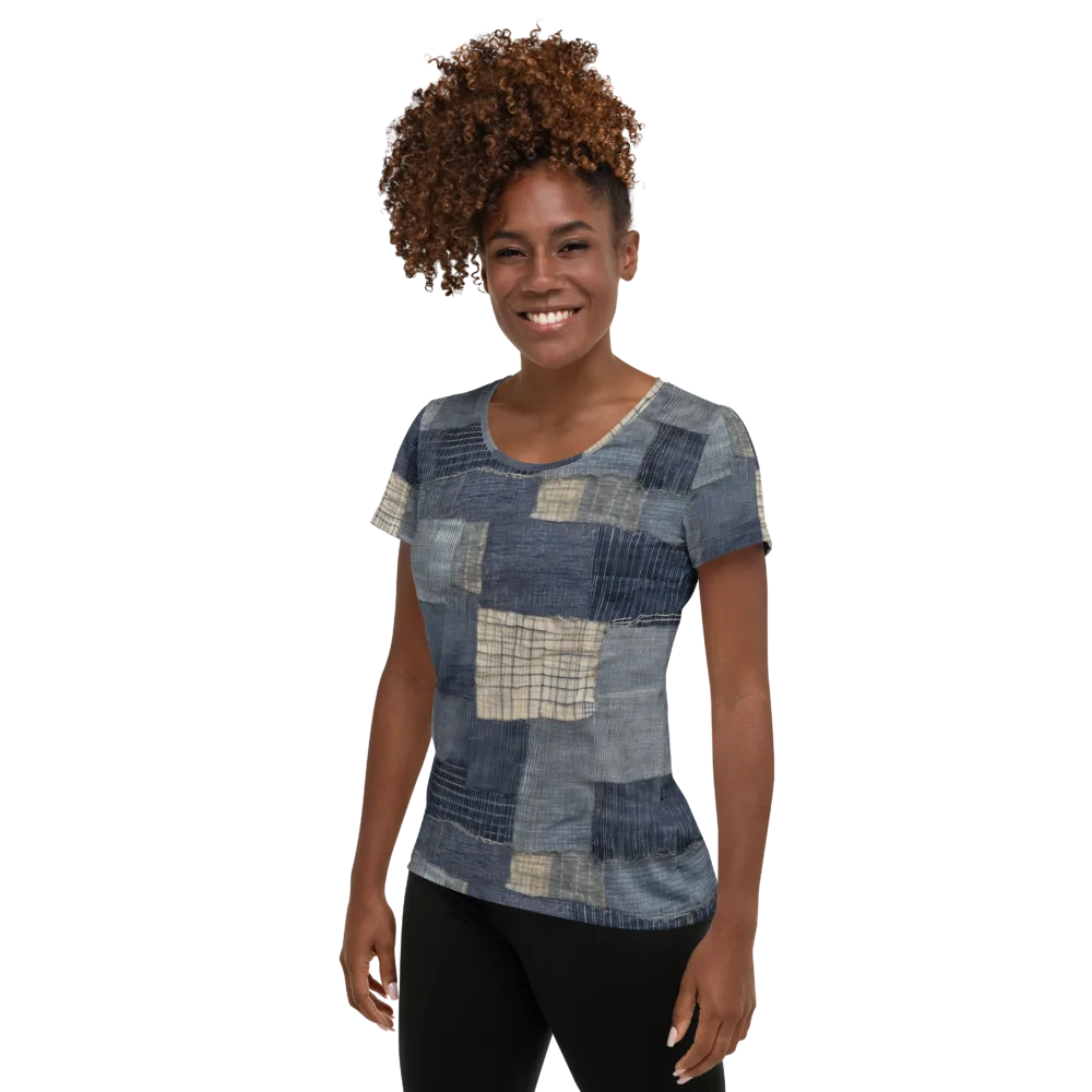 Blue Wabi-sabi on Women's Athletic T-Shirt — Left