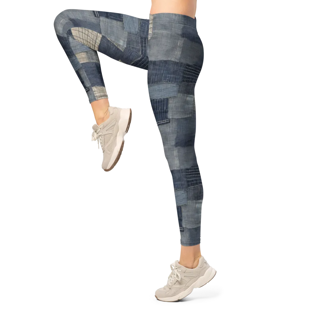 Blue Wabi-sabi on Leggings — Left
