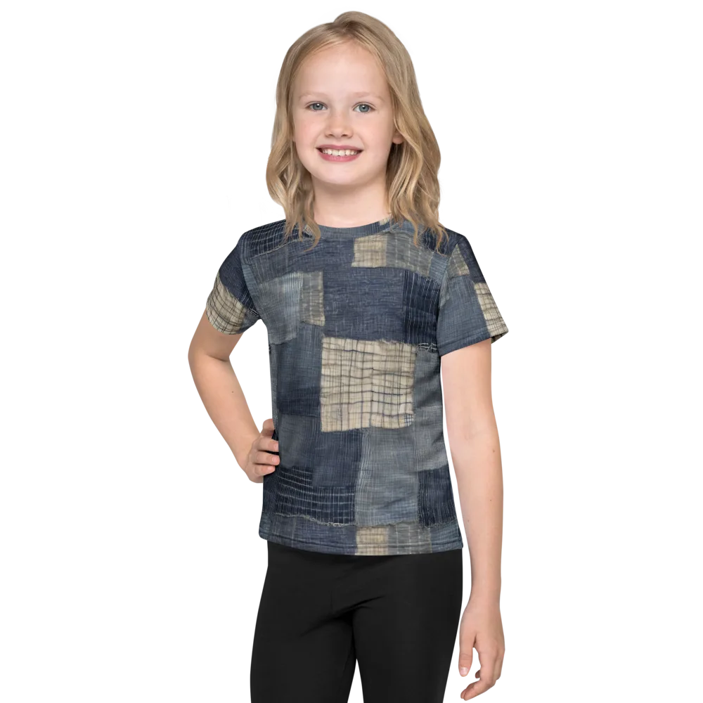 Blue Wabi-sabi on Kids Crew Neck T-Shirt — Front