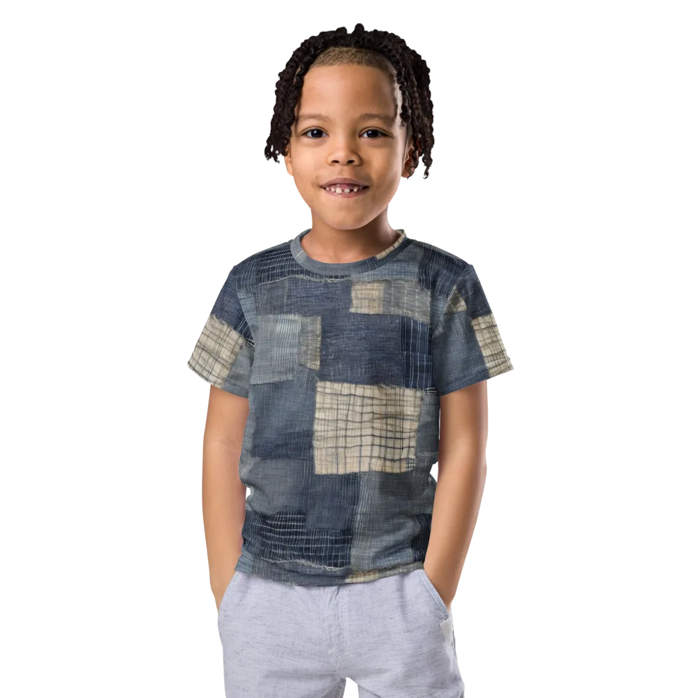 Blue Wabi-sabi on Kids Crew Neck T-Shirt — Front