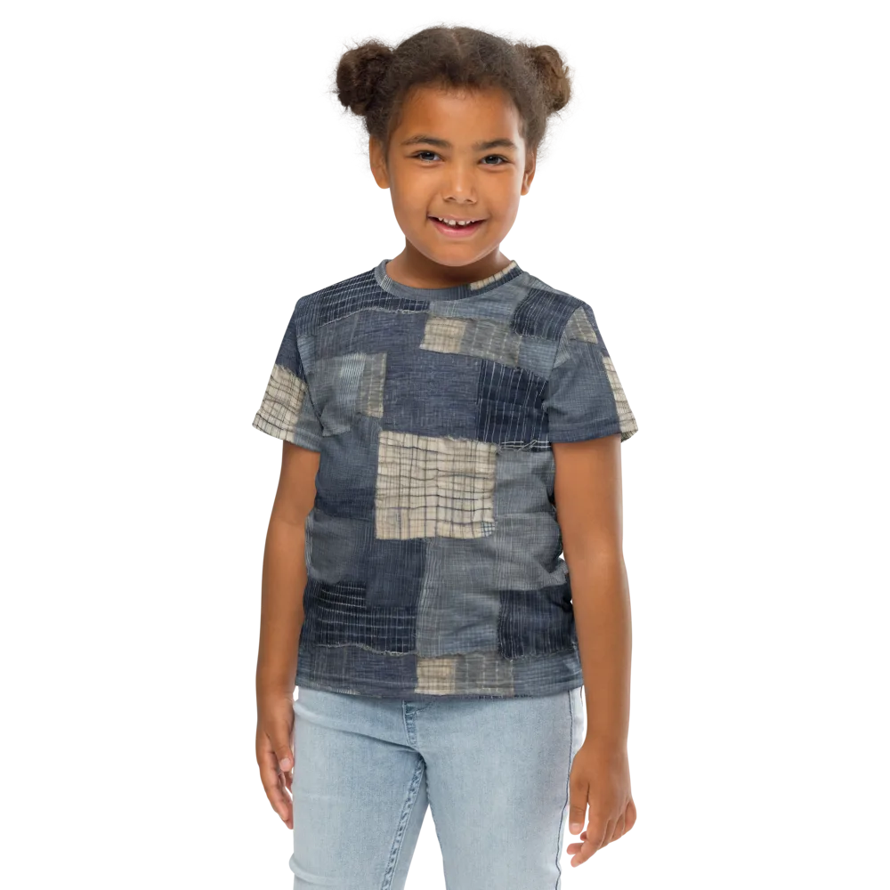Blue Wabi-sabi on Kids Crew Neck T-Shirt — Front