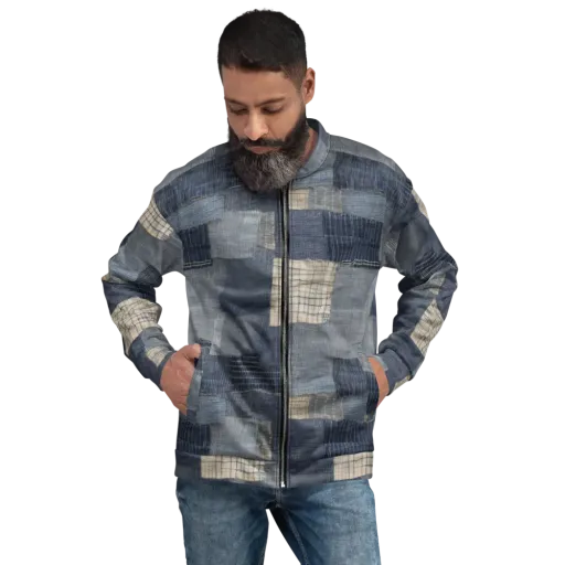 Blue Wabi-sabi on a Bomber Jacket