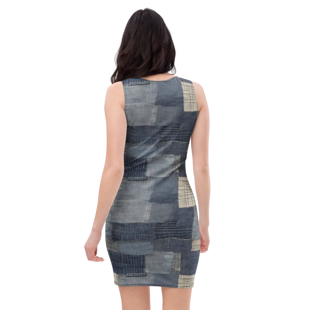 Blue Wabi-sabi on Bodycon Dress — Back