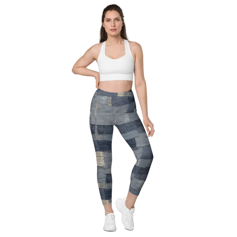 Blue Wabi-sabi on Leggings with Pockets — Front