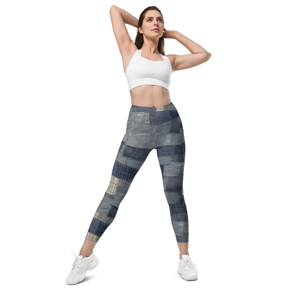 Blue Wabi-sabi on Leggings with Pockets — Front