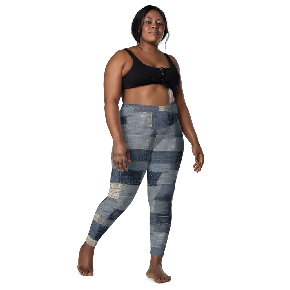 Blue Wabi-sabi on Leggings with Pockets — Front