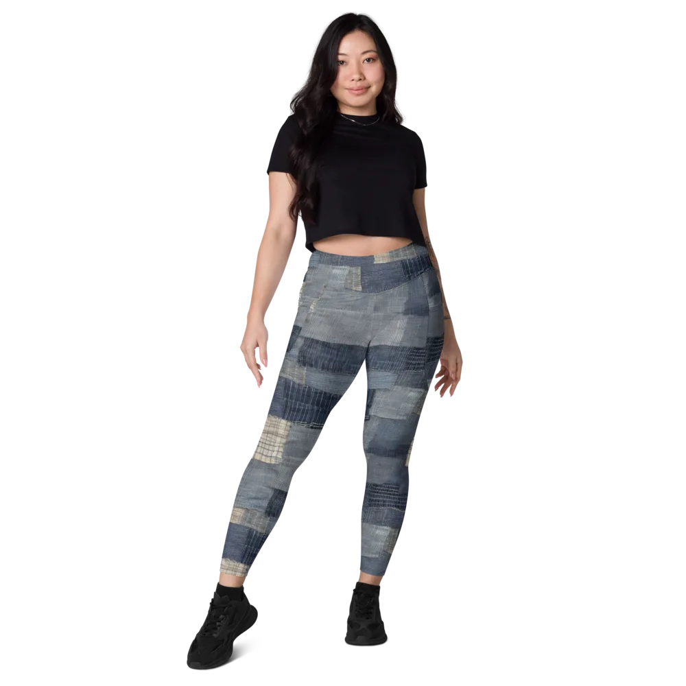 Blue Wabi-sabi on Leggings with Pockets — Front