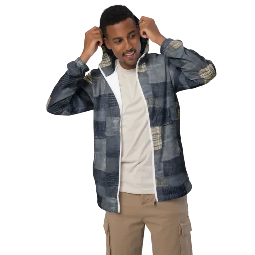 Blue Wabi-sabi on a Men's Windbreaker