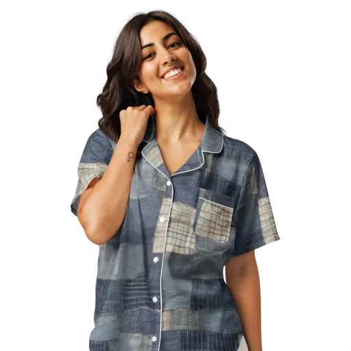 Blue Wabi-sabi on a Women's Short Sleeve Pajama Top