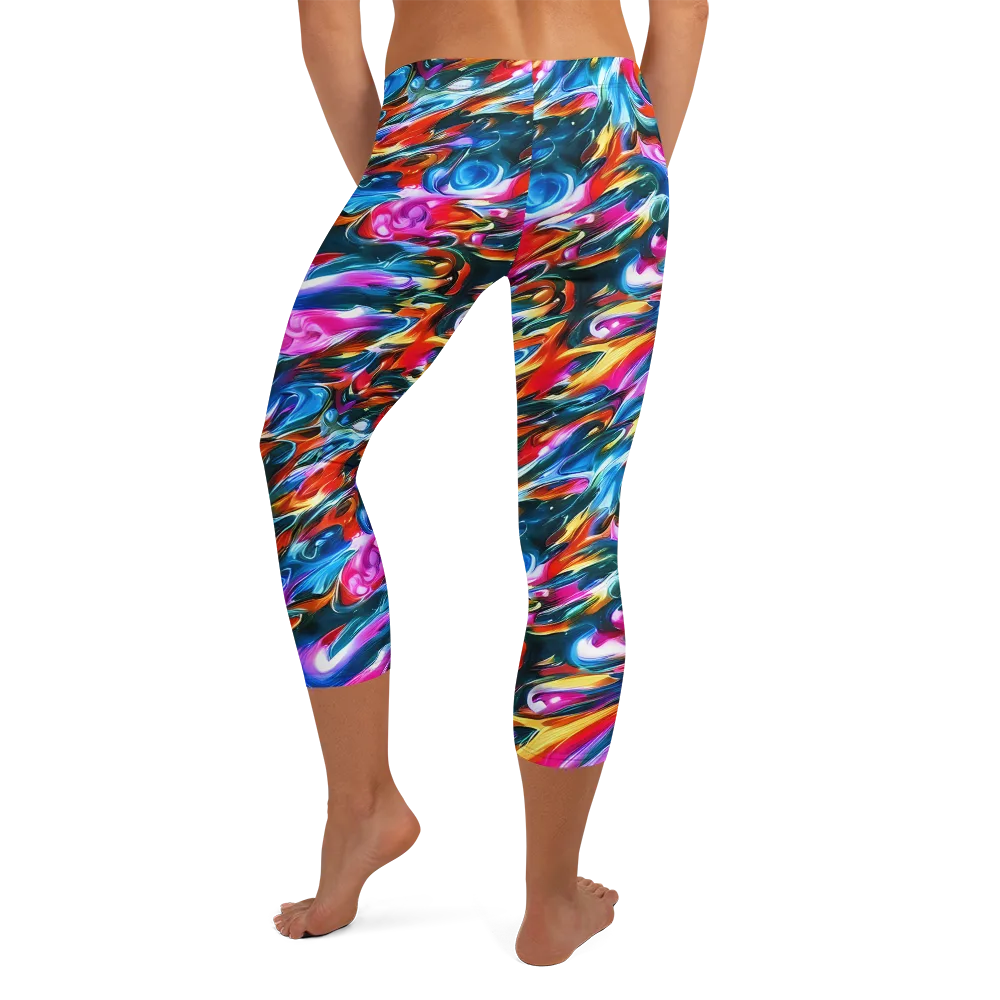 Firelight Frenzy on Capri Leggings — Back