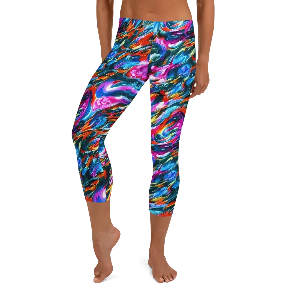 Firelight Frenzy on Capri Leggings — Front