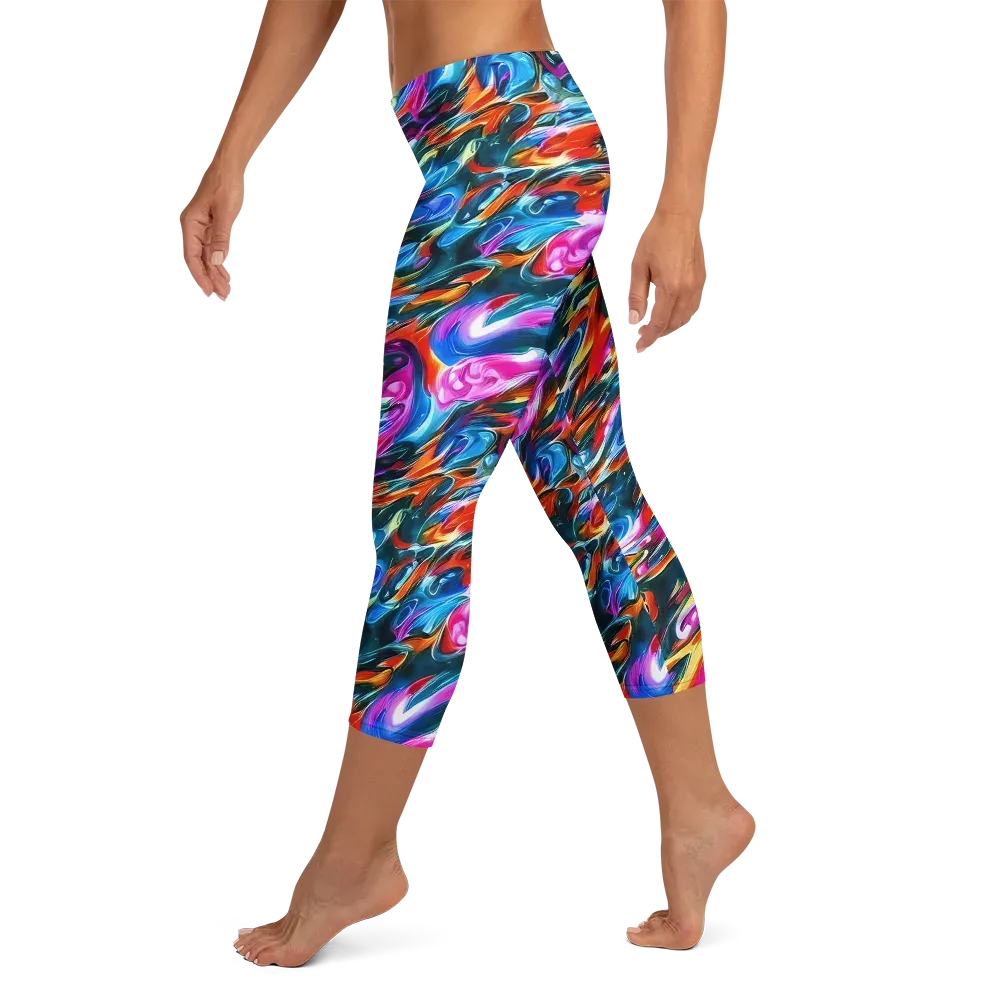 Firelight Frenzy on Capri Leggings — Left