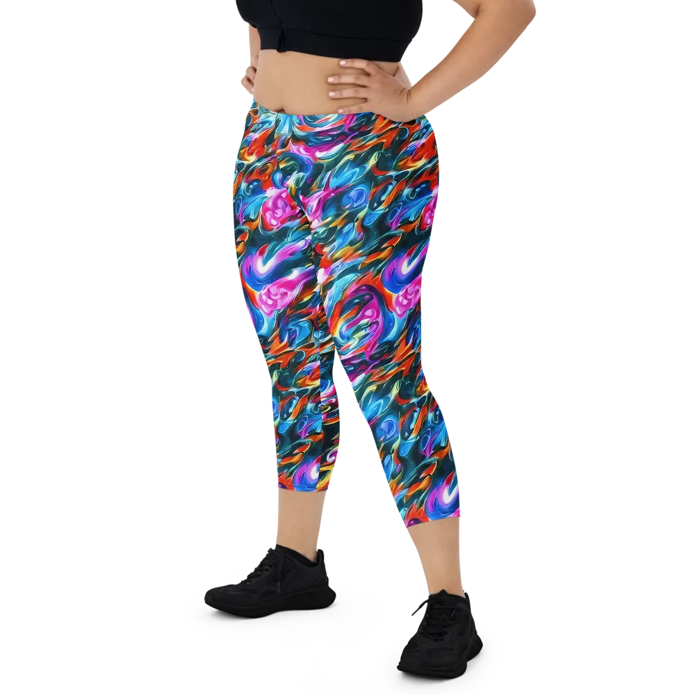 Firelight Frenzy on Capri Leggings — Front