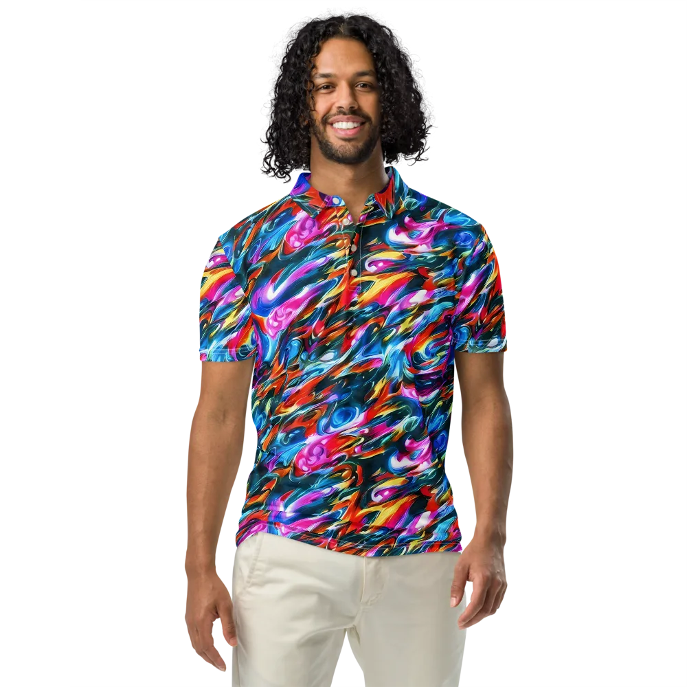Firelight Frenzy on Men's Slim Fit Polo Shirt — Front