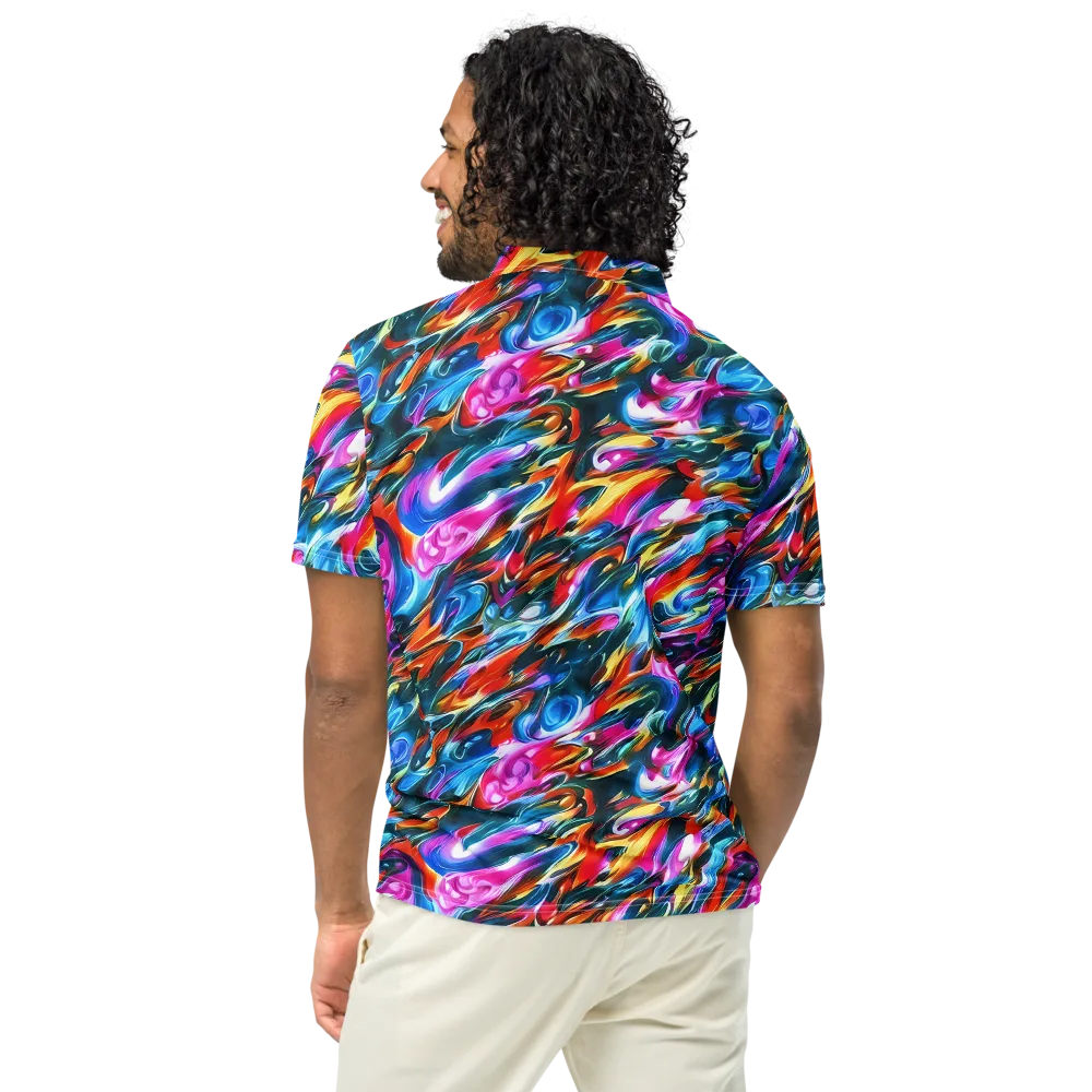 Firelight Frenzy on Men's Slim Fit Polo Shirt — Back