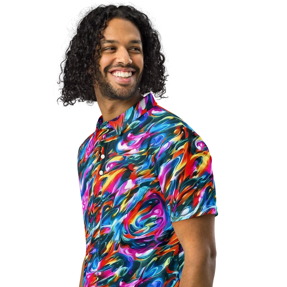 Firelight Frenzy on Men's Slim Fit Polo Shirt — Left Front