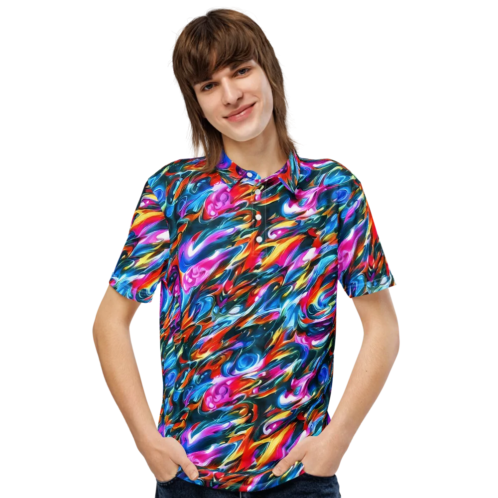 Firelight Frenzy on Men's Slim Fit Polo Shirt — Front