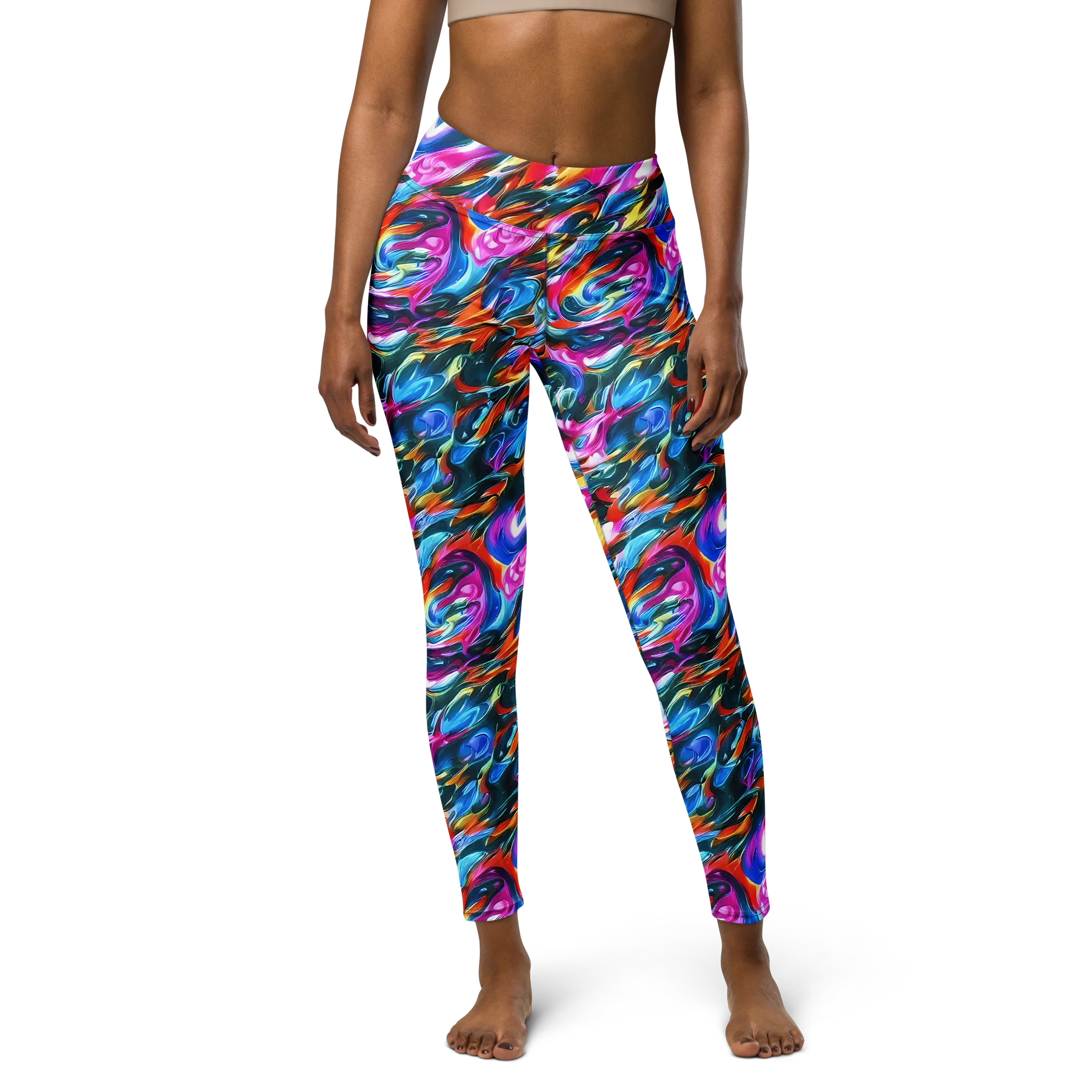 Firelight Frenzy on Yoga Leggings — Front