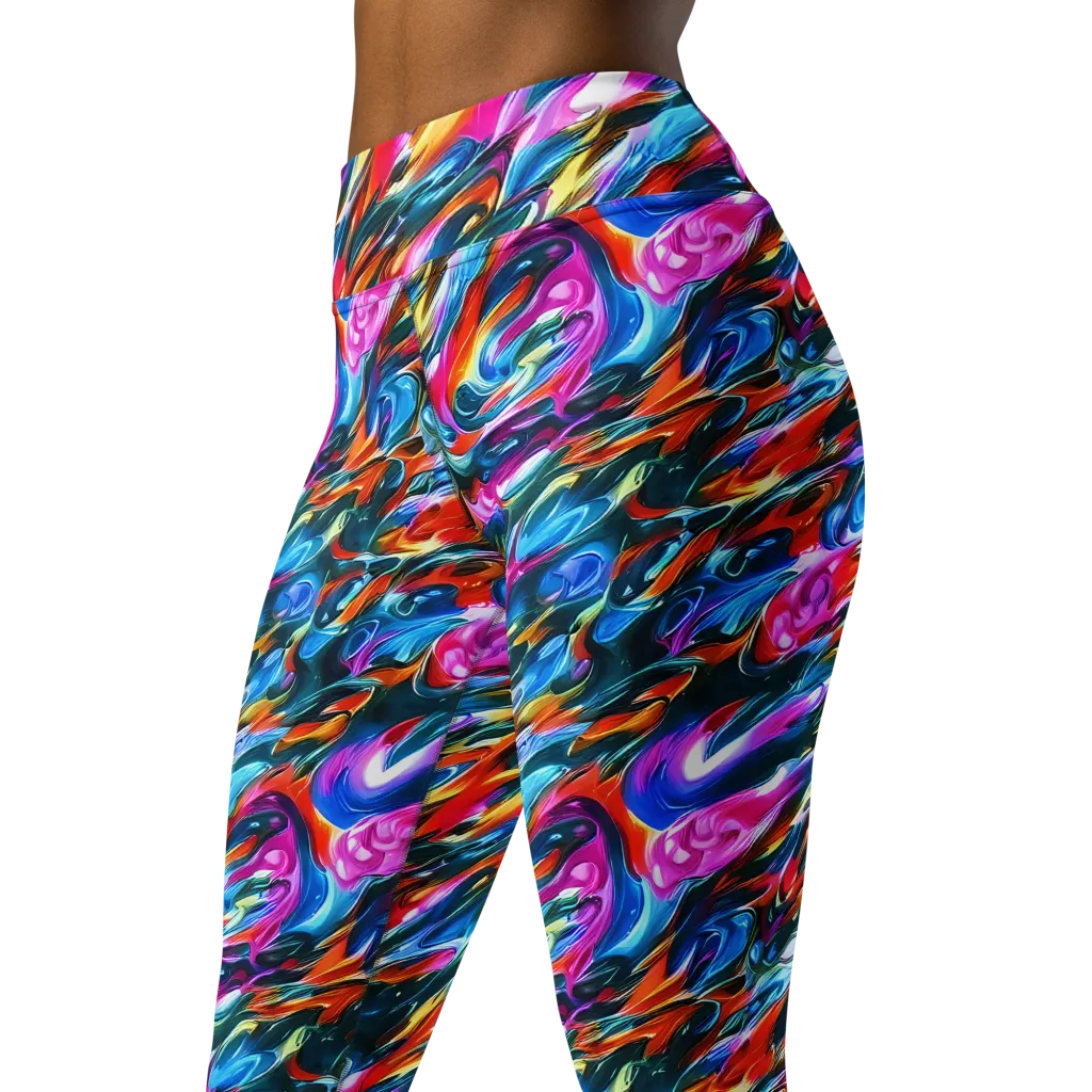 Firelight Frenzy on Yoga Leggings — Left Front