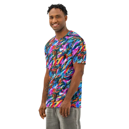 Firelight Frenzy on a Men's Cotton Crew Neck T-Shirt