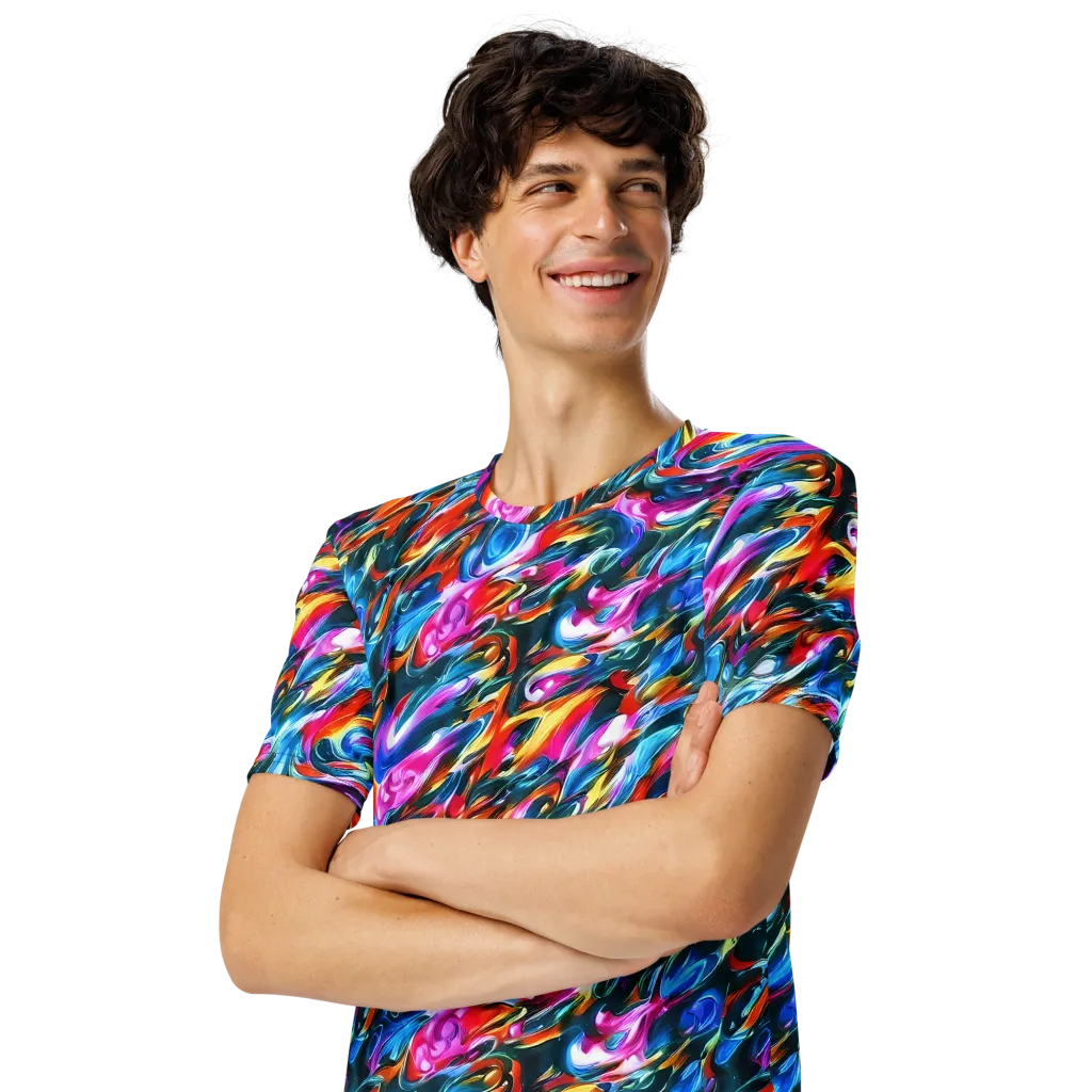 Firelight Frenzy on Men's Crew Neck T-Shirt — Left Front