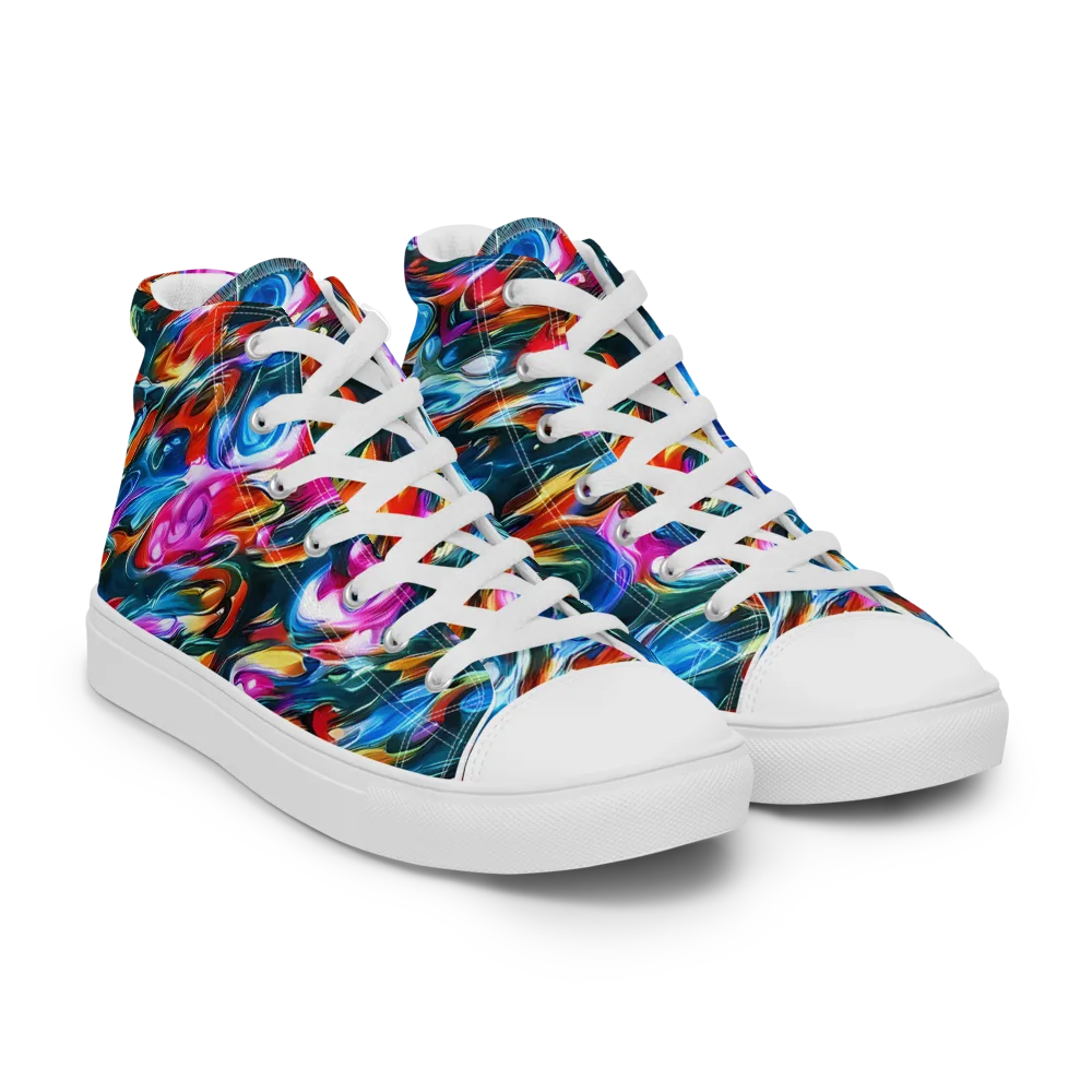 Firelight Frenzy on Men's High Top Canvas Shoes — Right Front