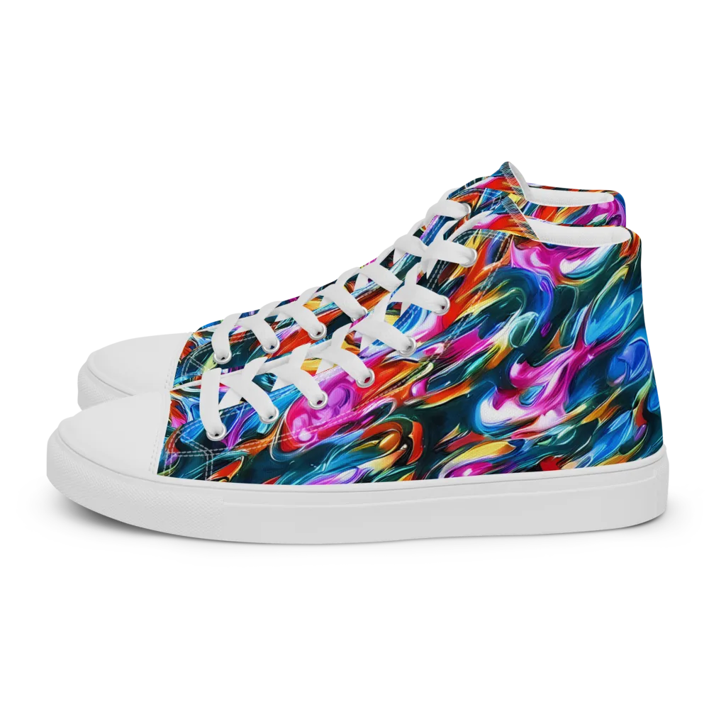 Firelight Frenzy on Men's High Top Canvas Shoes — Left