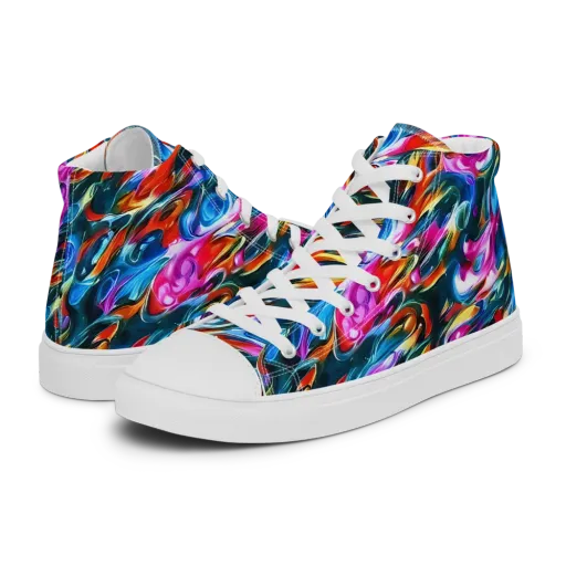 Firelight Frenzy on a Men's High Top Canvas Shoes