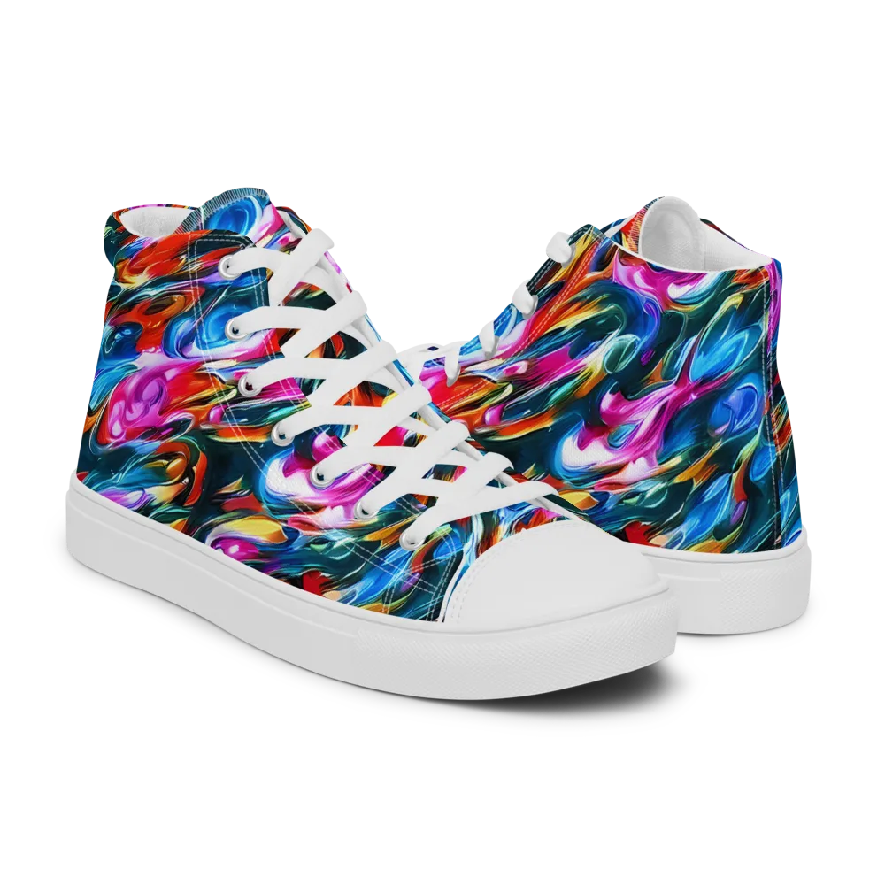 Firelight Frenzy on Men's High Top Canvas Shoes — Right