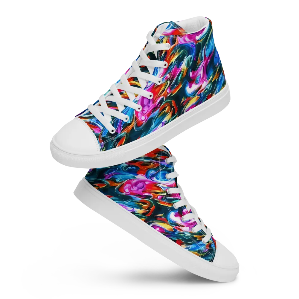 Firelight Frenzy on Men's High Top Canvas Shoes — Front