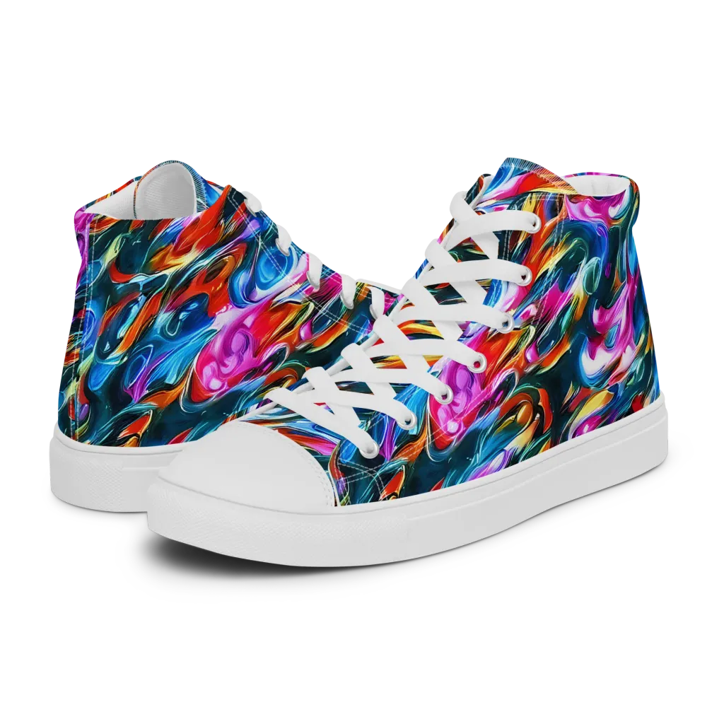 Firelight Frenzy on Women's High Top Canvas Shoes — Left