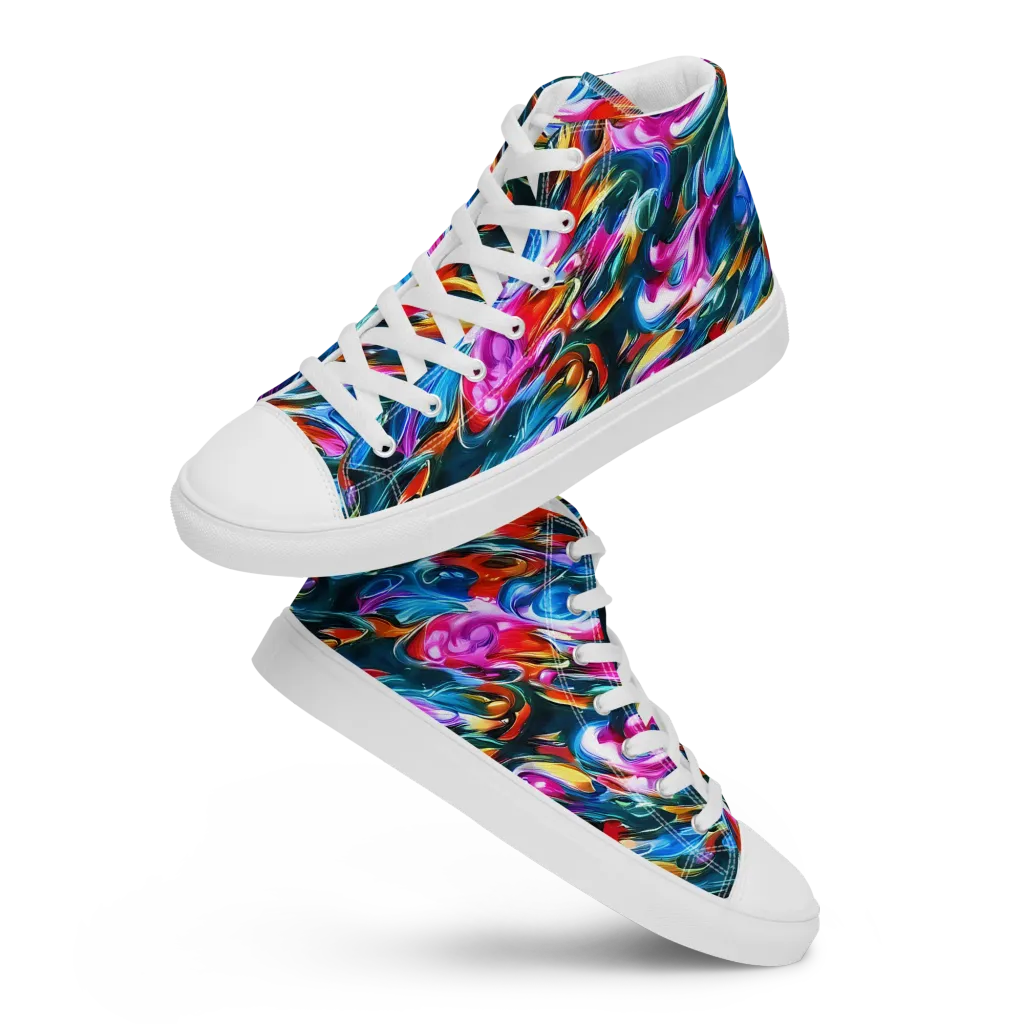 Firelight Frenzy on Women's High Top Canvas Shoes — Front