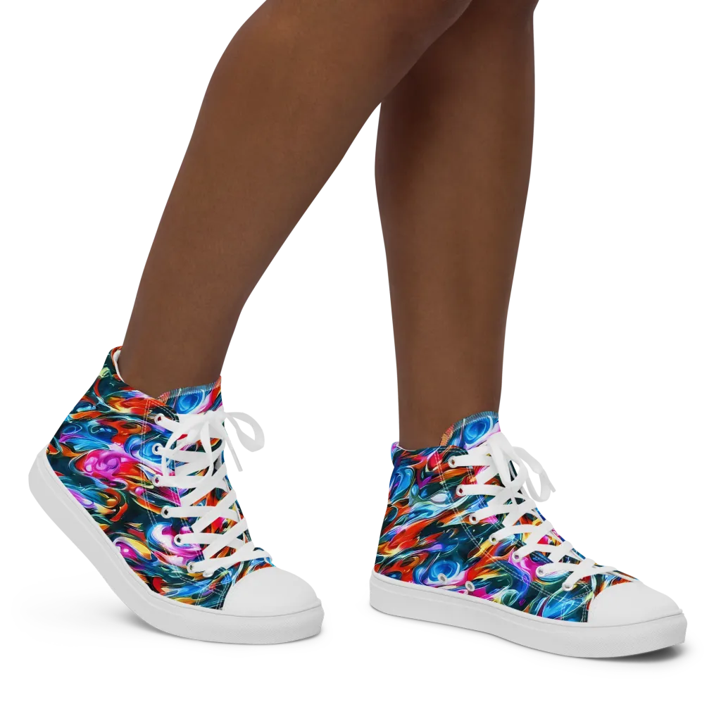 Firelight Frenzy on Women's High Top Canvas Shoes — Right