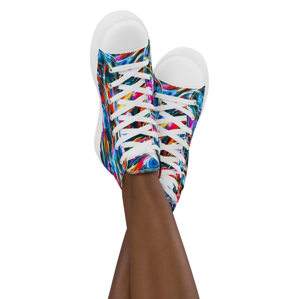 Firelight Frenzy on Women's High Top Canvas Shoes — Front