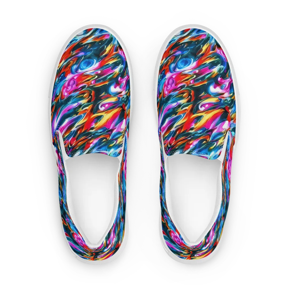 Firelight Frenzy on Men's Slip-On Canvas Shoes — Front