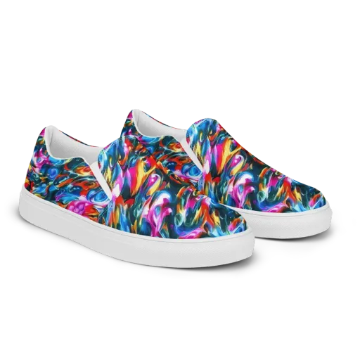 Firelight Frenzy on a Men's Slip-On Canvas Shoes
