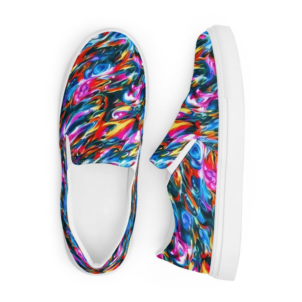 Firelight Frenzy on Men's Slip-On Canvas Shoes — Front