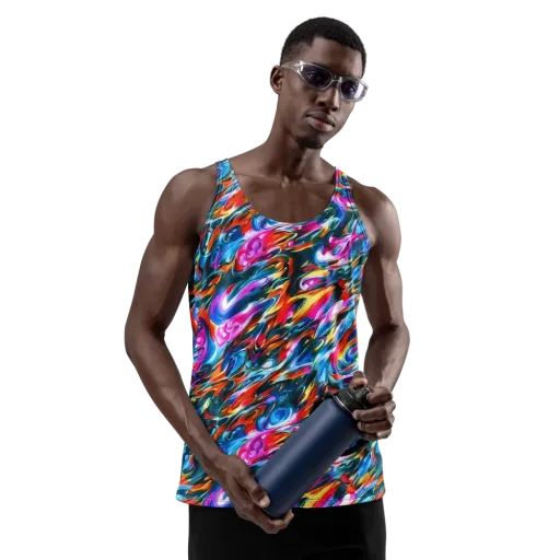 Firelight Frenzy on a Men's Tank Top