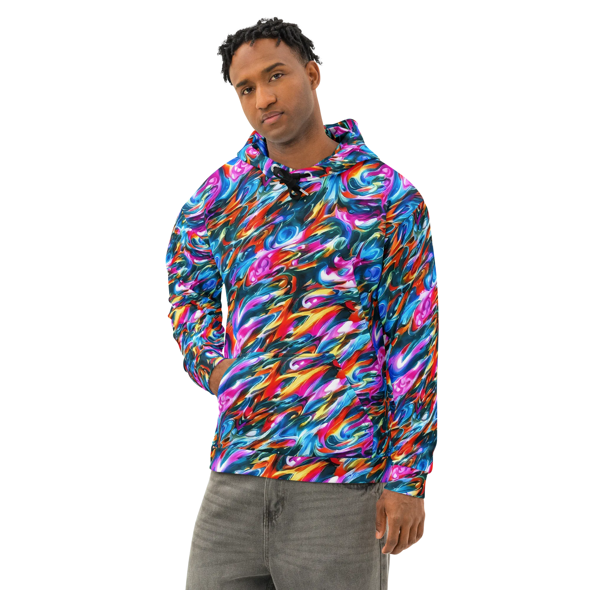 Firelight Frenzy on Cotton Hoodie — Left Front
