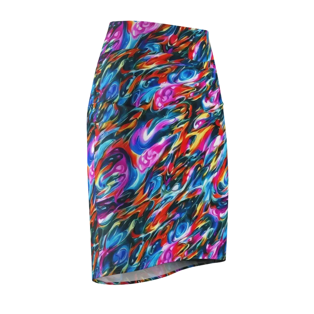 Firelight Frenzy on Pencil Skirt — Front Side