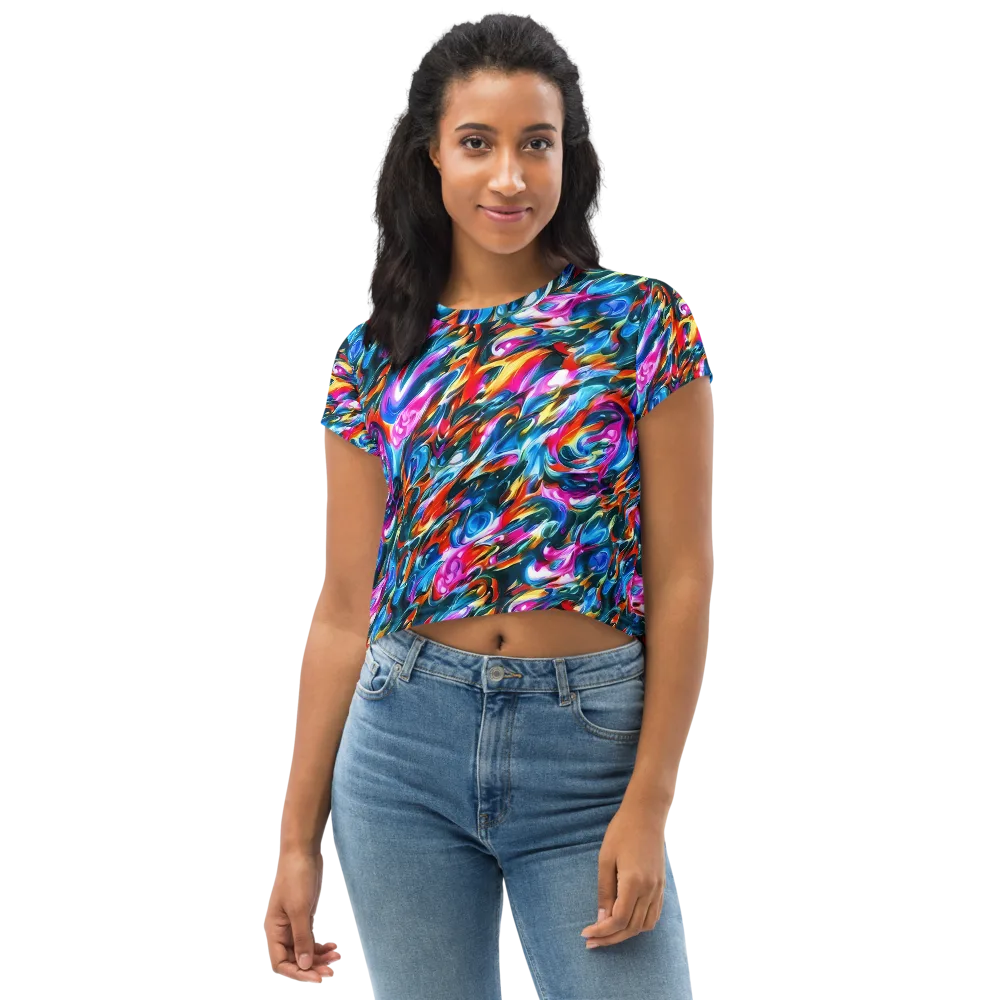 Firelight Frenzy on Crop Tee — Front