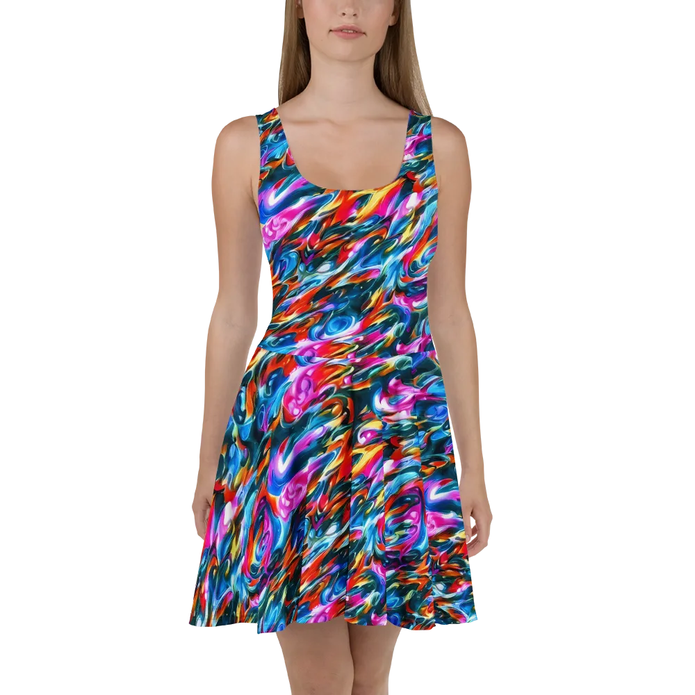 Firelight Frenzy on Skater Dress — Front