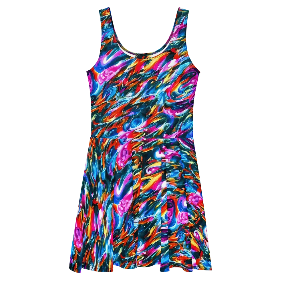 Firelight Frenzy on Skater Dress — Front