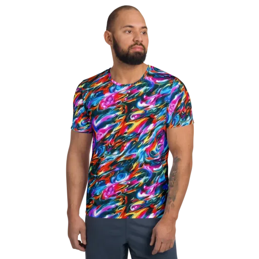 Firelight Frenzy on a Men's Athletic T-Shirt